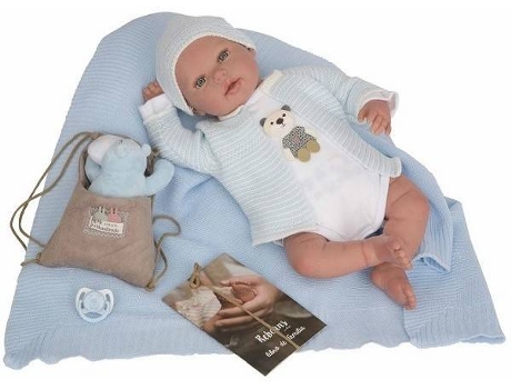 Bebé de Jugar MUÑECAS ARIAS Recién Nacido Adrián Con Manta y Bolsa (Edad Mínima: 3 años)