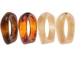 De 4 Pulseiras Rígidas Grossas Em Acrílico Translúcido, Com Design Geométrico Largo E Irregular.