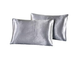 Protectores De Almohada (paquete De 2) Tamaño Estándar 50x75cm - Fibra Suave Para Cabello Y Piel Gris Plateado