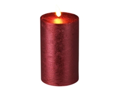Vela de cera LED Well Home con temporizador en rojo metalizado, Ø7,5 x 12,5 cm.