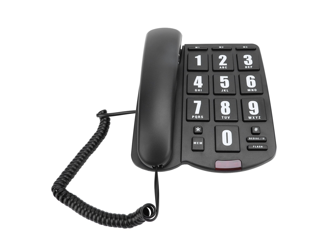 Telefone Fixo Com Fio Para Idosos Botões Grandes Discagem Rápida Volume Ajustável Montável Na Parede
