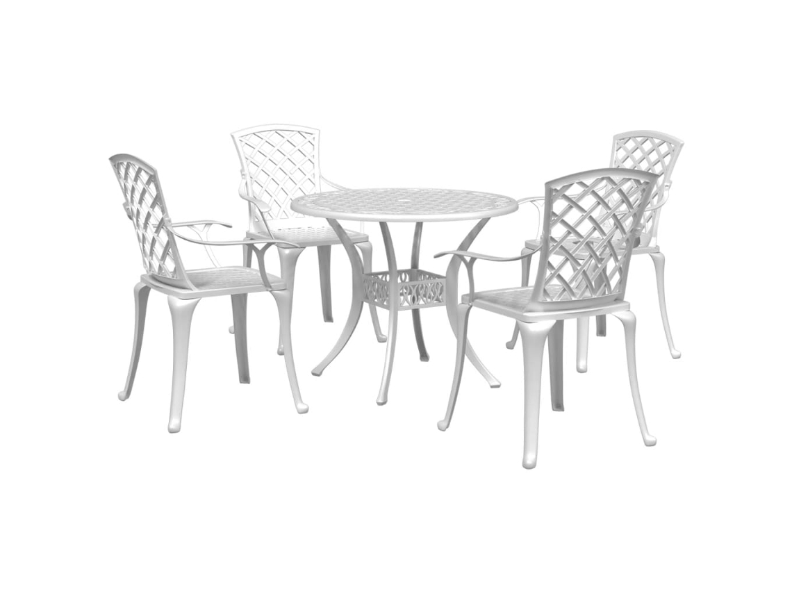 Juego de comedor de jardín de 2 piezas de aluminio fundido blanco Dkd Home Decor