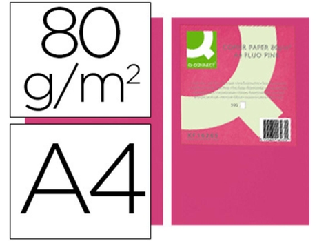 Papel Color Q Connect Din A4 80Gr Rosa Neón Pack De 500 Hojas