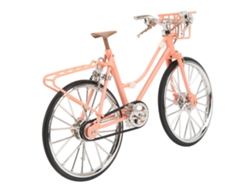 Bicicleta Miniatura Rosa A Escala 1/10, Ideal Como Decoración Para Estante O Mesa.