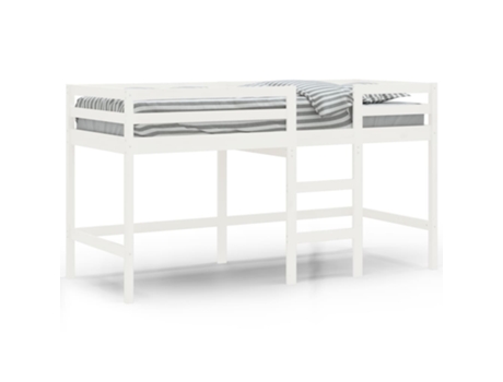 Cama alta de niños escalera VIDAXL madera maciza pino blanco (90x200 cm)