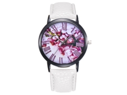 Reloj De Pulsera Analógico Para Mujer Con Correa De Piel Sintética Y Movimiento De Cuarzo Ultrafino (blanco).