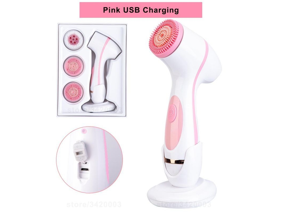 Cepillo Limpiador Facial Eléctrico Giratorio 3 En 1, Resistente Al Agua, Elimina Puntos Negros, Zklpink