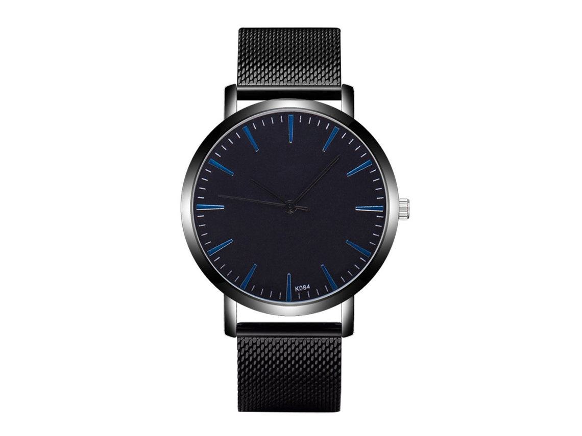 Reloj De Pulsera Zhoulianfa Para Hombre Con Correa De Malla De Acero, Estilo Casual, Negro.