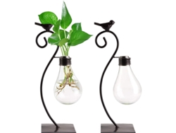 2026-2 Macetas De Vidrio Para Hidroponia Con Soporte De Metal, Jardinería De Mesa Para Plantas, Decoración De Hogar Y Oficina