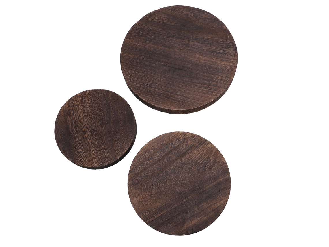 3pcs Suporte De Planta De Madeira Maciça Redondo Para Vasos E Velas Aromáticas Moderno