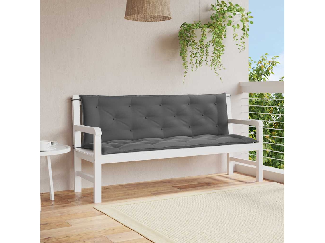 Cojín para banco de jardín, 150 x 7 cm, tela Oxford antracita, DKD Home Decor (5050)