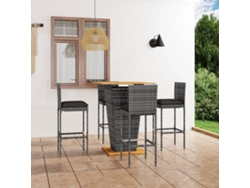 Conjunto de bar de jardín DKD Home Decor de 10 piezas con cojines, mimbre gris