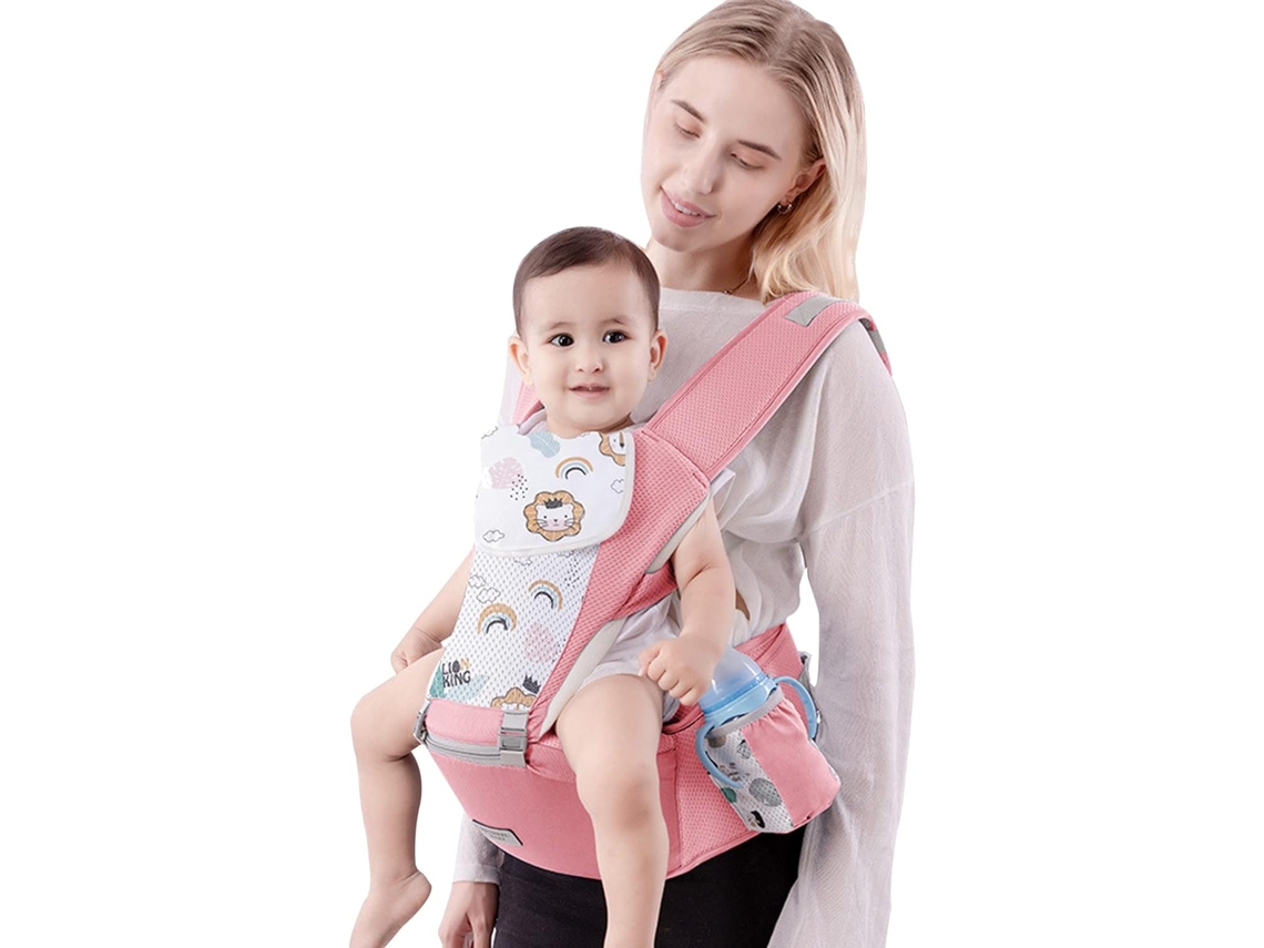 Portabebés, asiento de cintura y cadera, con correas ajustables, para bebés de 4 a 20 kg Digitallab (rosa)