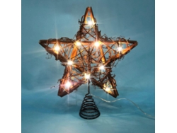 Estrella de rattan natural para árbol de Navidad, 25 cm. Decoración rústica cálida para tu hogar.
