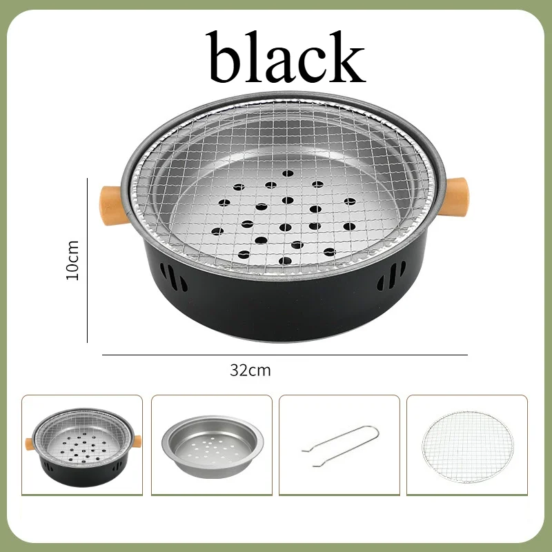 Parrilla portátil (negra), parrilla de mesa multifuncional, utensilio para barbacoa al aire libre, camping y jardín.