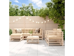 Conjunto de salón de jardín de pino macizo de 7 piezas Dkd Home Decor