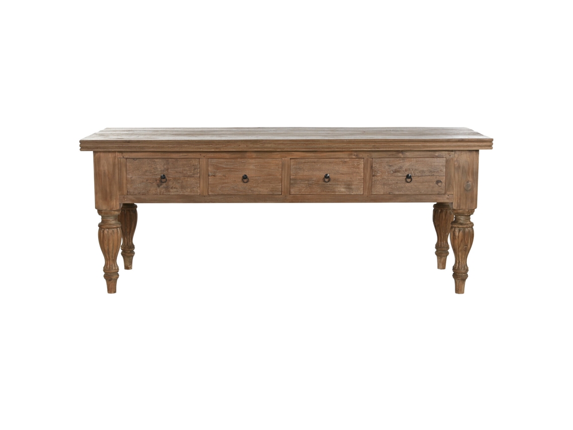 Consola Teca Reciclada 4 Cajones 220x80x78cm