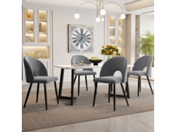 Juego De Comedor De 117x68cm Con 4 Sillas, Tapizado En Terciopelo Gris Con Forma De Diamante Y Patas Negras Ajustables.