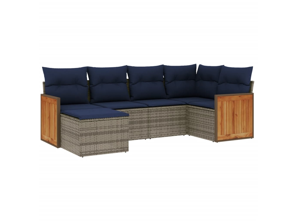 Maison Exclusive - Conjunto De Sofá De Jardín De 6 Piezas Con Cojines, Poliratán Gris