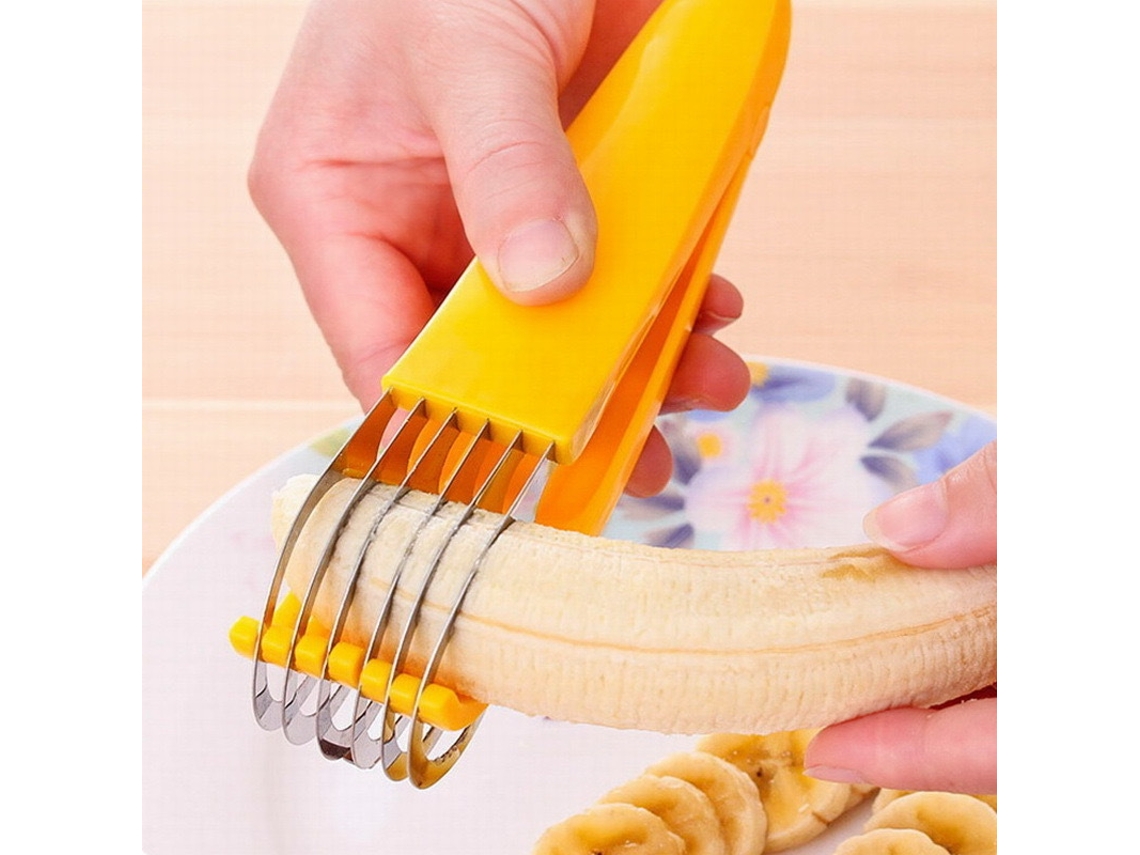 Cortador De Banana De Aço Inoxidável – Útil Para Fatiar Frutas, Legumes E Salsichas – Ajuda Na Preparação De Saladas