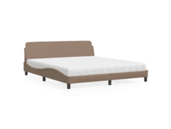 Cama Con Colchón Cuero Sintético Capuchino 180x200 Cm
