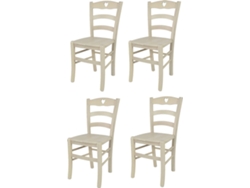 Conjunto de 4 Cadeiras T M C S Cuore (Anilina Branca - 88x43x46 cm - Madeira)