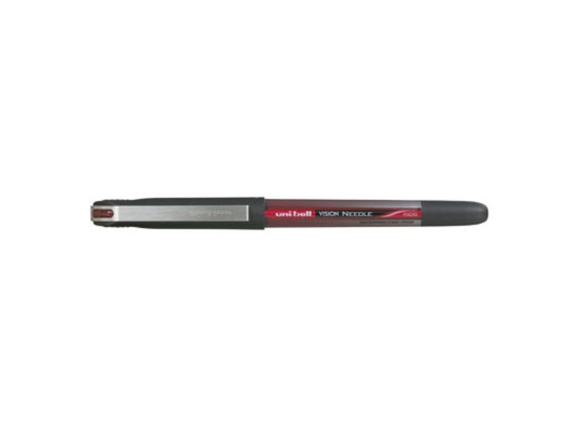 Bolígrafo Uni-Ball Rollerball Vision Point UB-185, punta fina de 0,5 mm, cuerpo negro, tinta roja