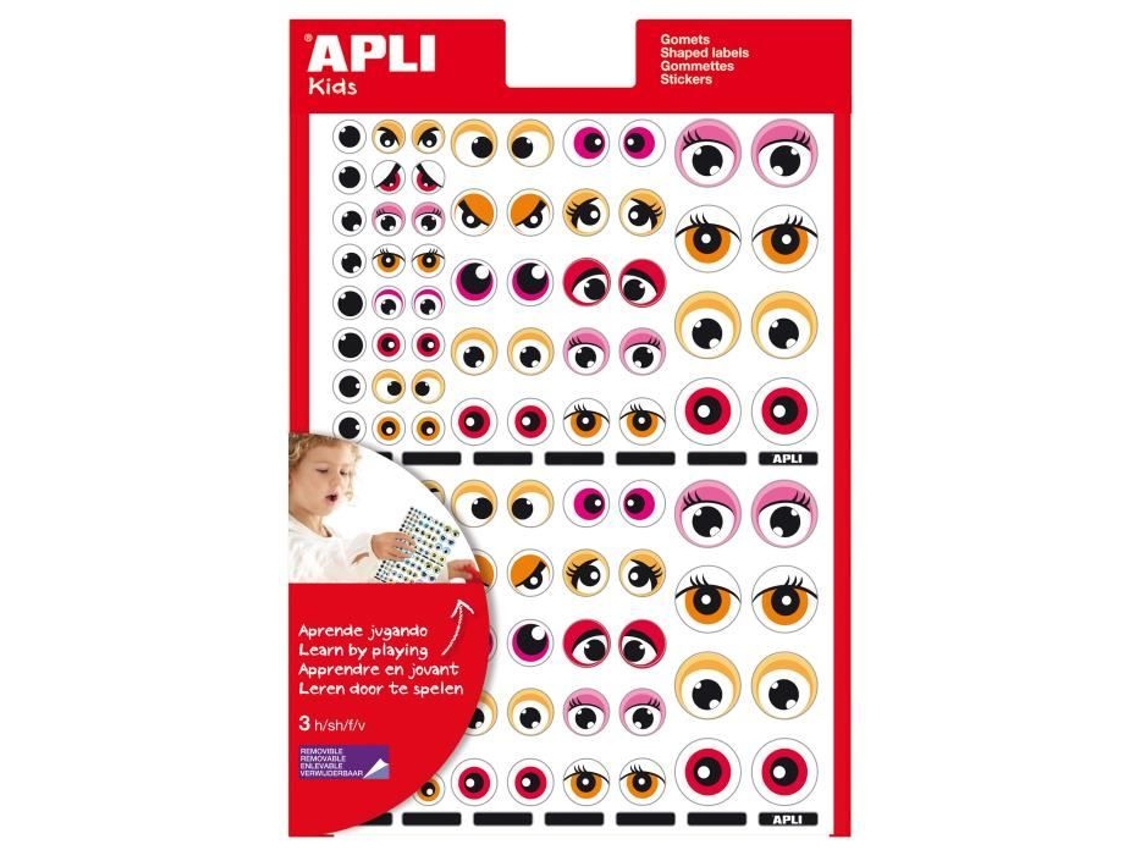Pegatinas autoadhesivas - APLI AGIPA - Ojos rosa/naranja - 312 piezas - Infantil