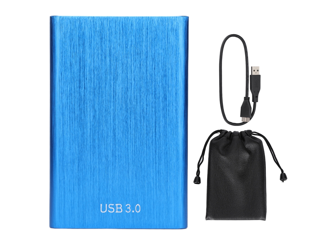Disco Duro Externo 2.5 Pulgadas Usb 3.0 Aluminio 250gb Azul Para Portátil Almacenamiento Móvil
