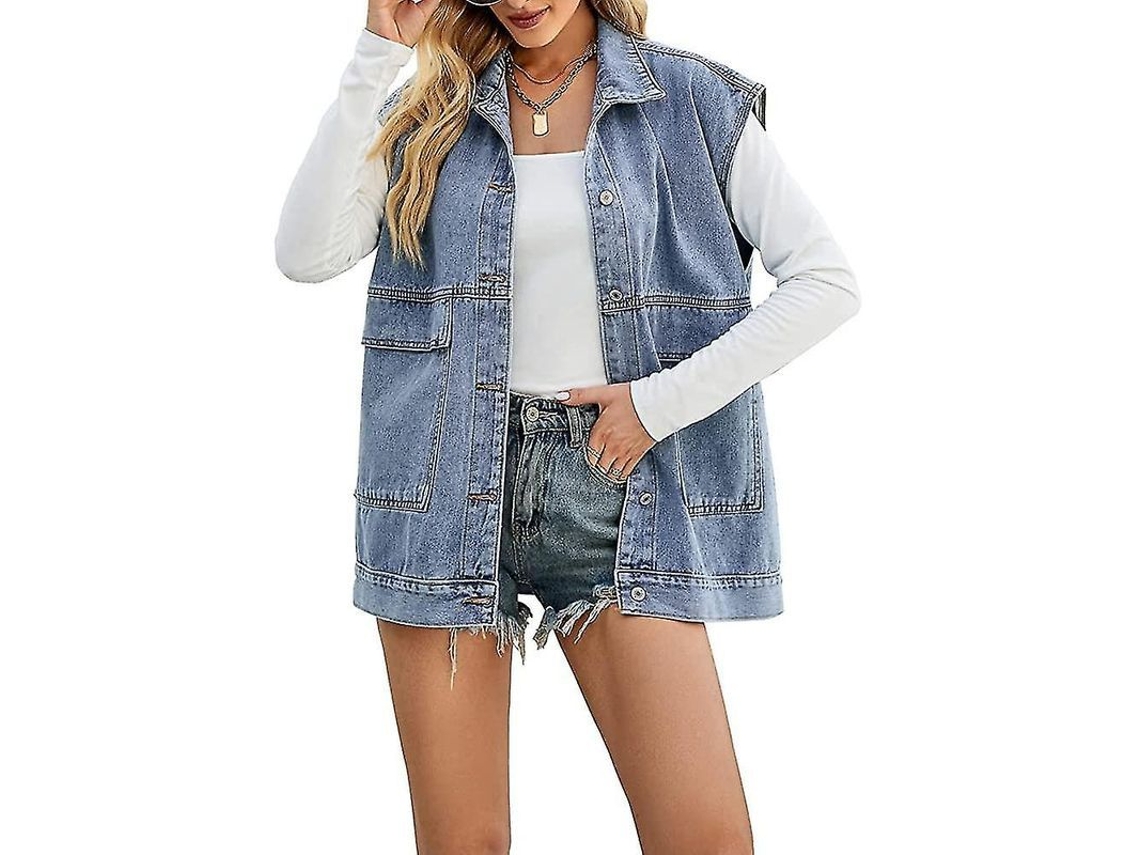 2026-chaleco Vaquero Para Mujer Sin Mangas Con Botones Y Bolsillos Exterior Casual De Denim