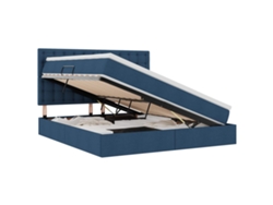 Maison Exclusive - Cama Con Almacenamiento Y Colchón Azul 160 X 200 Cm Poliéster