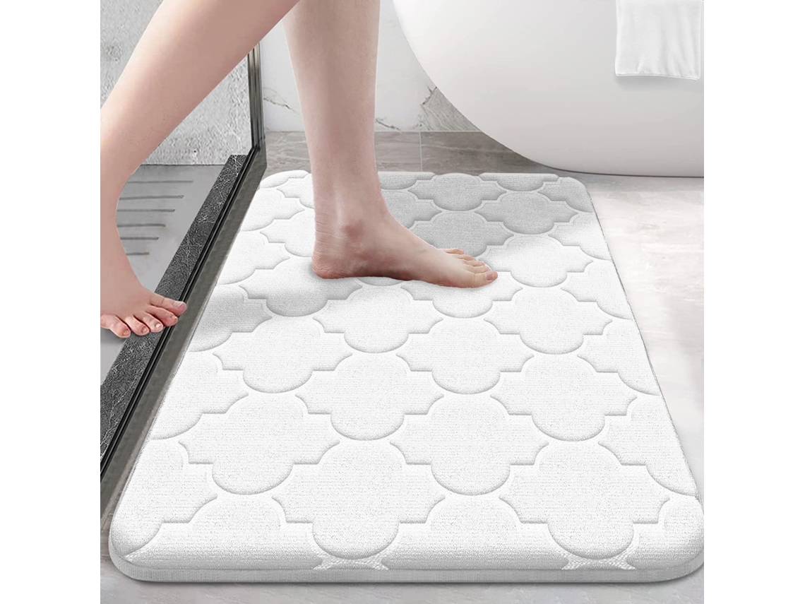 (blanco) Alfombra De Baño De Espuma Viscoelástica Ultra Suave, Antideslizante, Absorbente Y Lavable A Máquina.