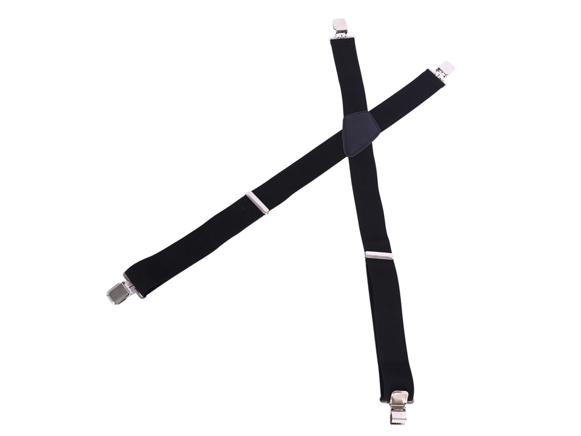 Cinturón De Tirantes Elástico De Cuero Ajustable Para Hombre De 50 Mm Con Clip En Forma De X, Color Negro.