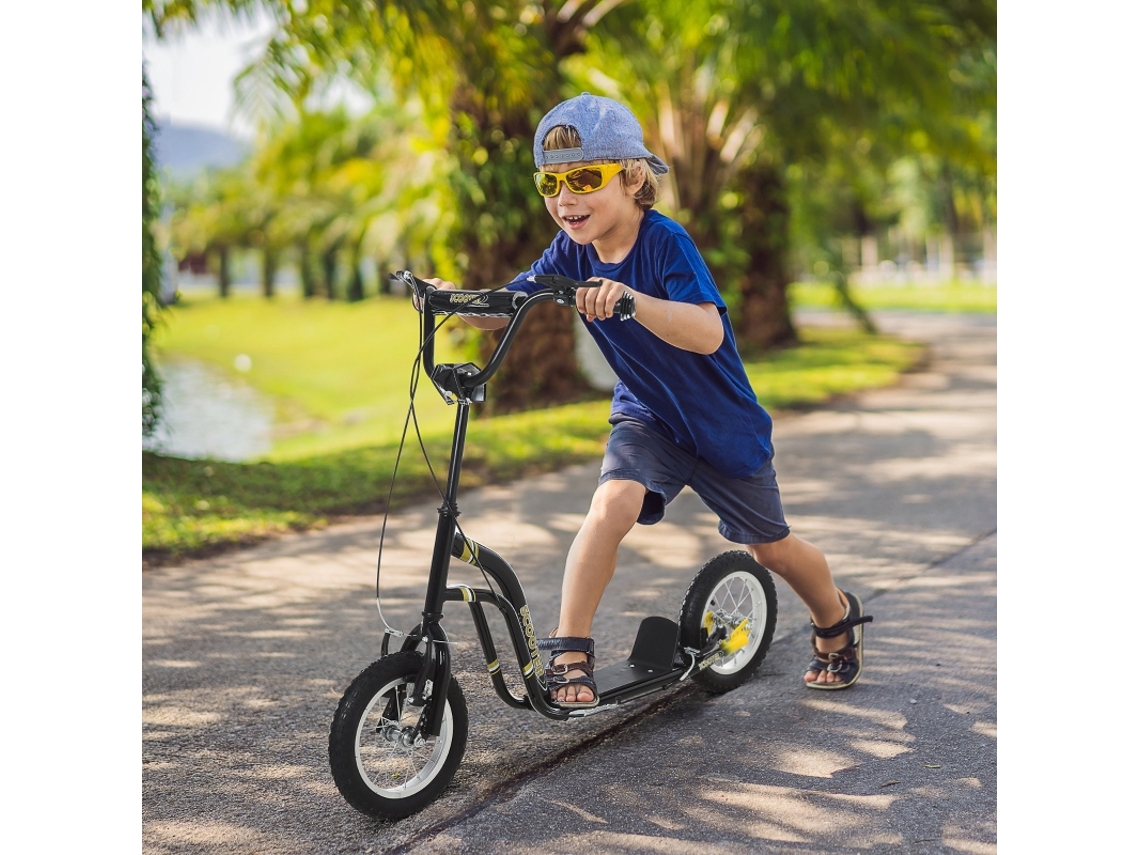 Patinete Infantil, Para Niños De 5 Años, Con Botón De Arranque, Ruedas De 12 Pulgadas, Negro, 120x58x95cm