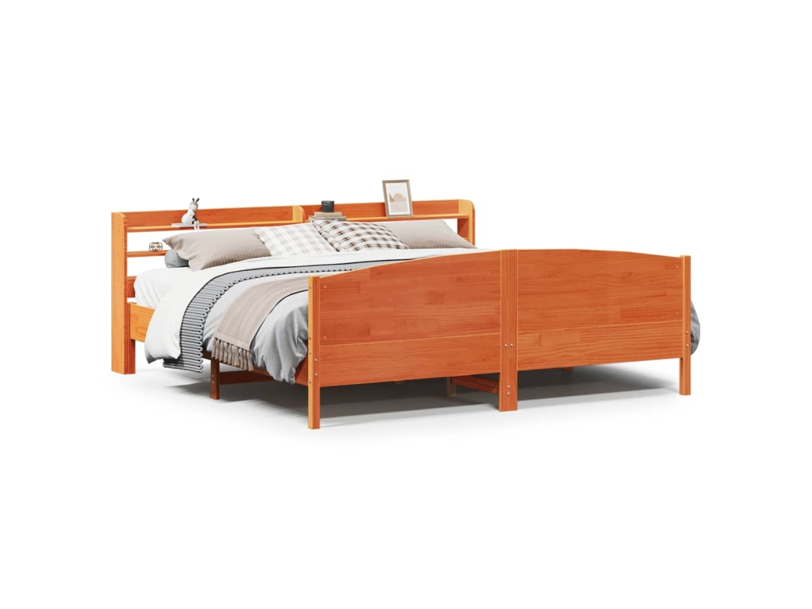 Maison Exclusive - Cama Sin Colchón Madera Maciza De Pino Marrón Cera 200x200 Cm