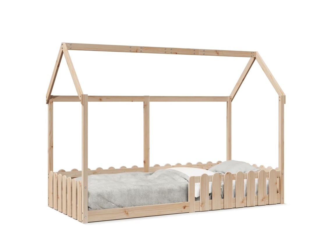 Cama Infantil Forma Casita 90x190 Cm Madera Maciza De Pino Dkd Home Decor