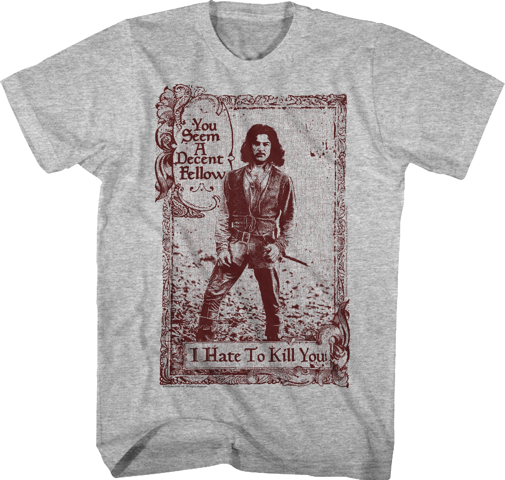 Camiseta Unisexo DEEPSTONE Inigo Montoya I Hate To Kill You Princess Bride Brezo gris (XL)