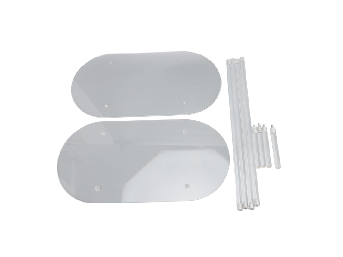 Mesa auxiliar ovalada moderna de acrílico de 2 niveles, desmontable