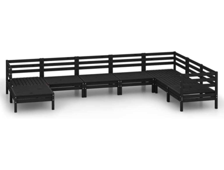 Conjunto 8 de muebles de jardín VIDAXL madera maciza de pino negro