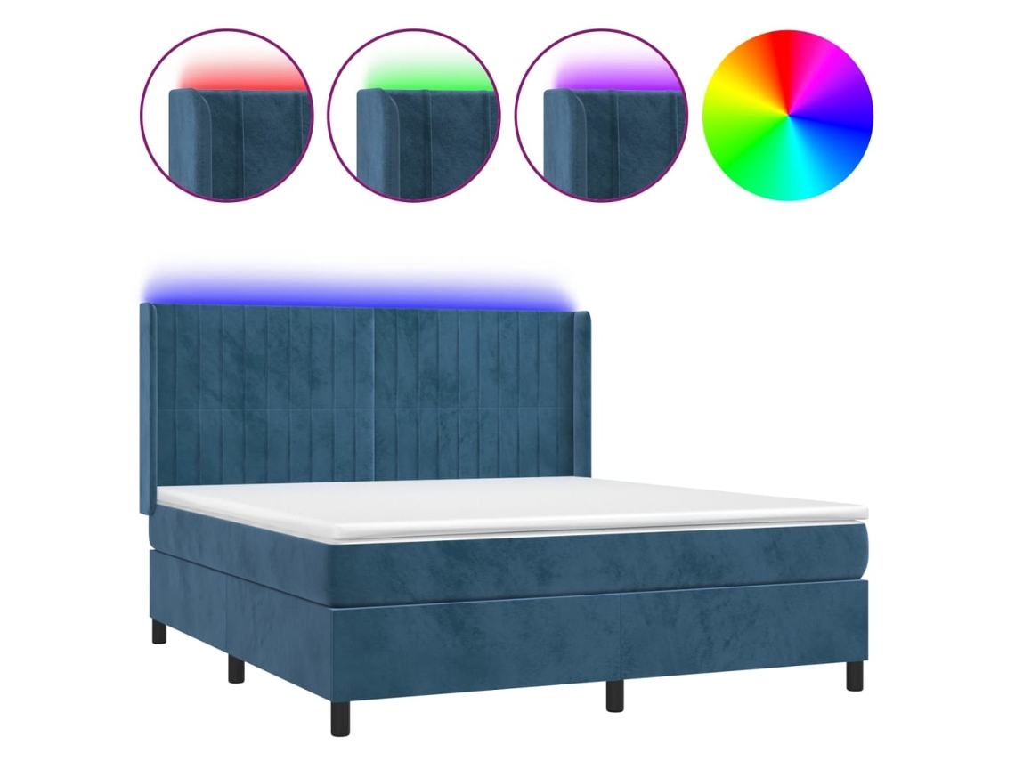 Cama Con Somier VIDAXL Azul Terciopelo (180x200 cm)