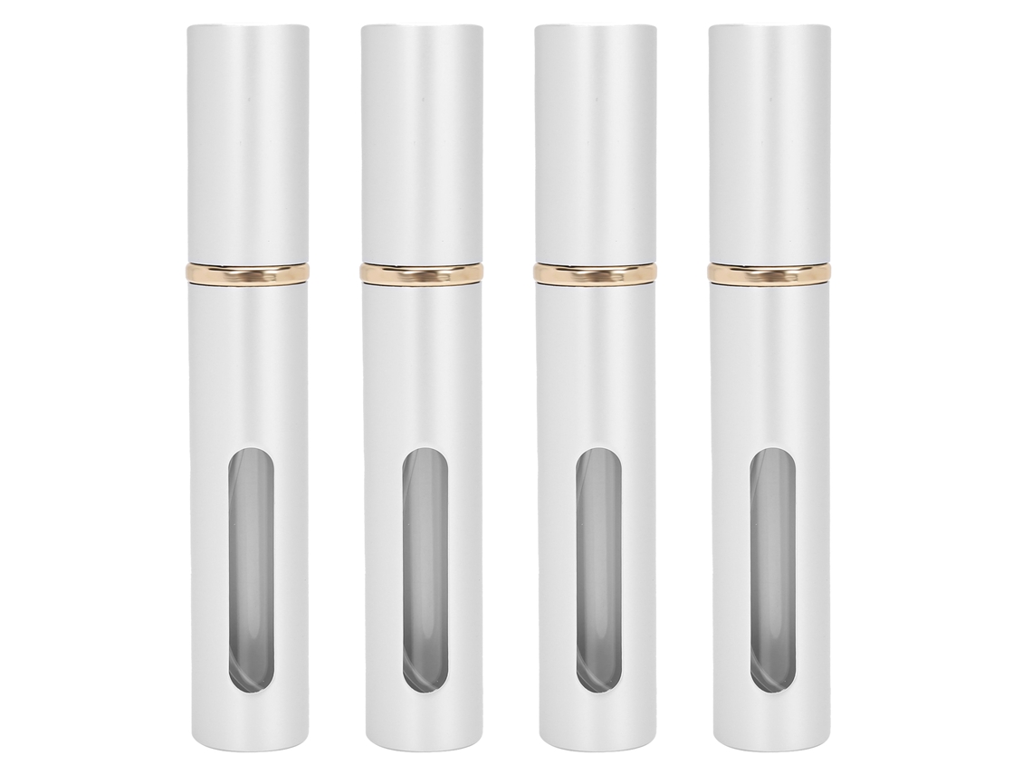 Botella De Perfume Rellenable De Vidrio Portátil Exterior Vacía 10ml X4 Piezas Plateado