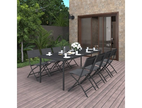 Conjunto 9 de comedor de jardín VIDAXL acero