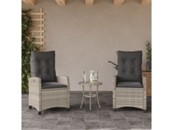 Sillas de jardín reclinables de 2 piezas DKD Home Decor con cojines de mimbre gris claro