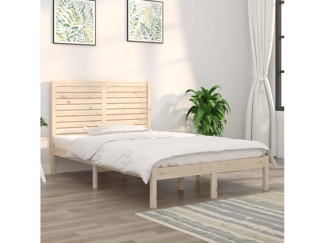 Estructura De Cama Madera Maciza De Pino 140x190 Cm
