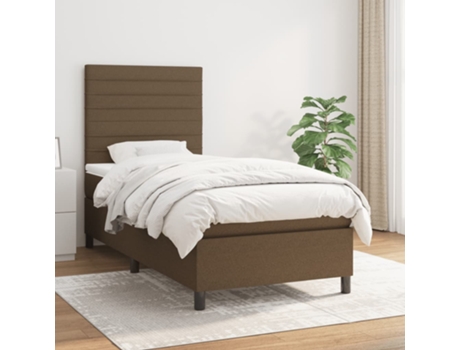 Cama con somier VIDAXL (Marrón - Tela - 193 x 90 x 128 cm)