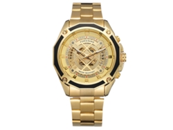 Reloj Automático Forsining Geometric Hollow Para Hombre Con Brazalete De Acero Inoxidable Dorado.
