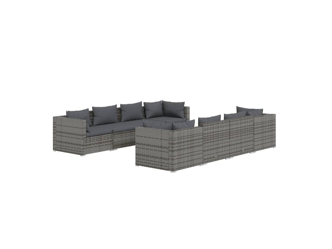 Maison Exclusive - Set De Muebles De Jardín 9 Pzas Y Cojines Ratán Sintético Gris