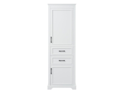 Armario Alto De Baño 60x40x180 Cm - 2 Cajones, Estantes Ajustables, Soft Close - Blanco