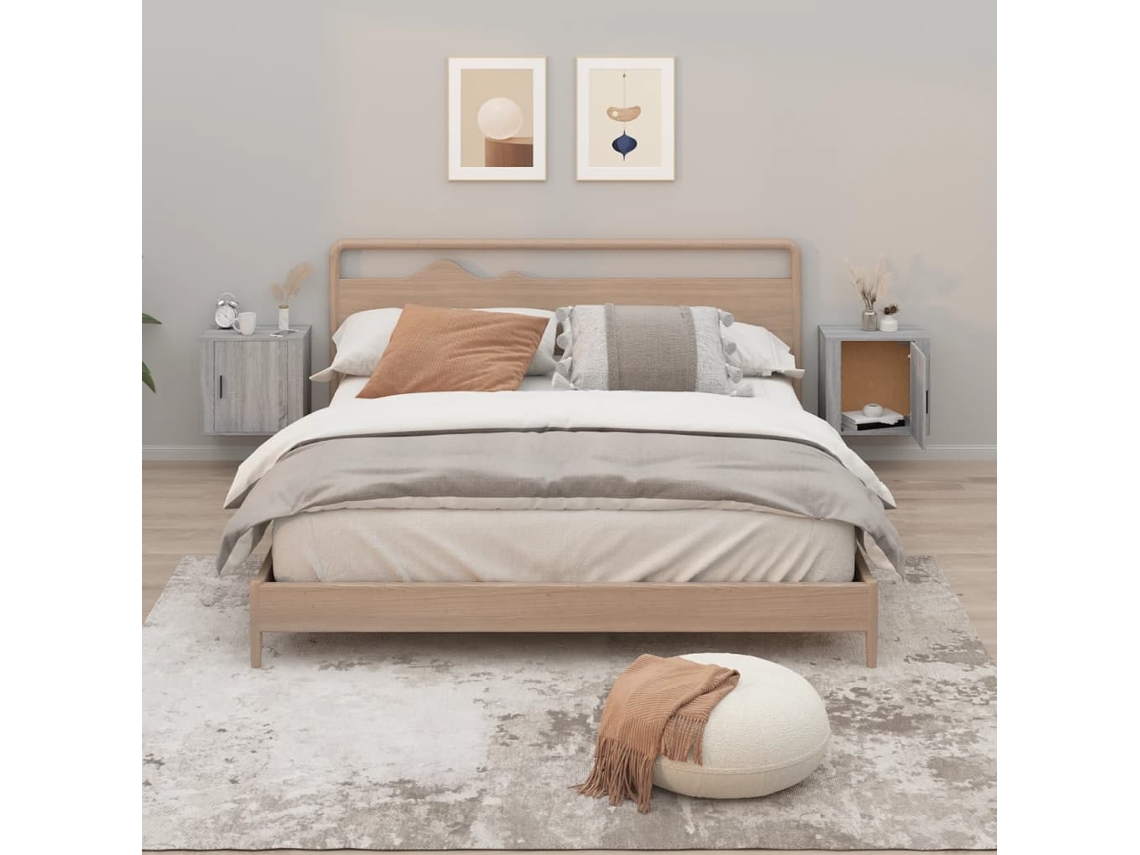Mesitas de Noche de Pared 2 Pzs 50X30X47 Cm Gris Sonoma
