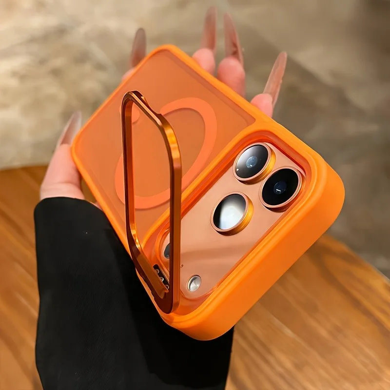 (hola Iphone 13 Pro Max Naranja) Funda Magnética Translúcida De Lujo Para Iphone, Compatible Con Fijación Magnética.